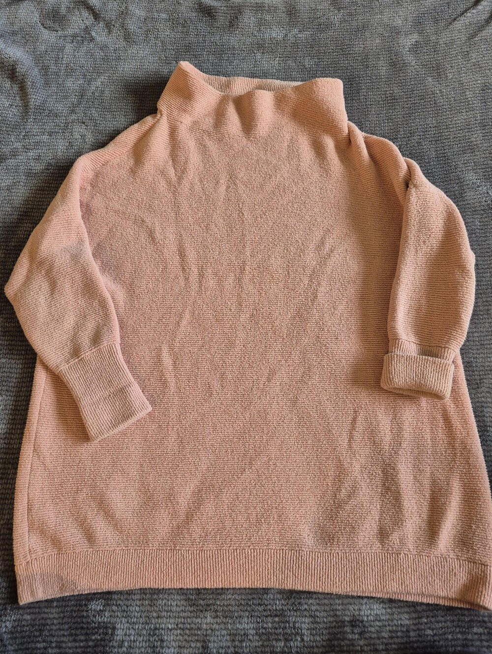 Free People Pink Ribbed Oversized Cowl Ottoman Slouchy Tunic Sweater Sz M